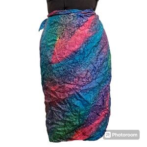 Vtg 100% Silk Skirt Wrap Tie Dye Psychadelic AUSILK
